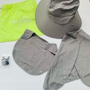 New OhSunny UPF 50+ Sun Protection Hat Gray Wide Brim with Face Neck Flap